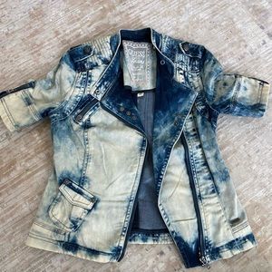 GUESS Short Sleeve Denim Tie Dye Jacket / Small